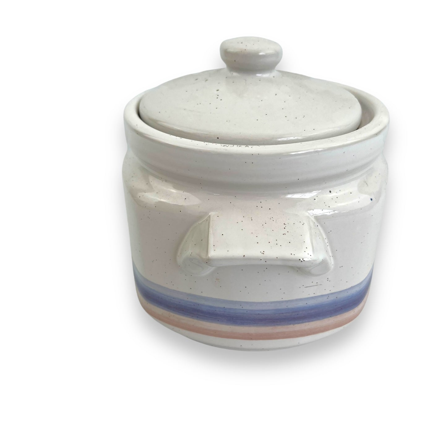 White blue & pink ceramic storage jar
