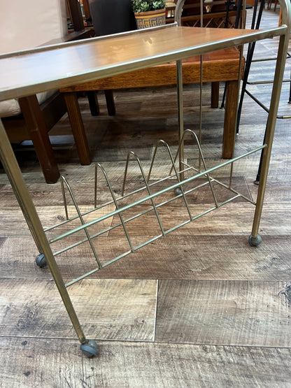 Record Storage Rack with Stereo Shelf on Castors