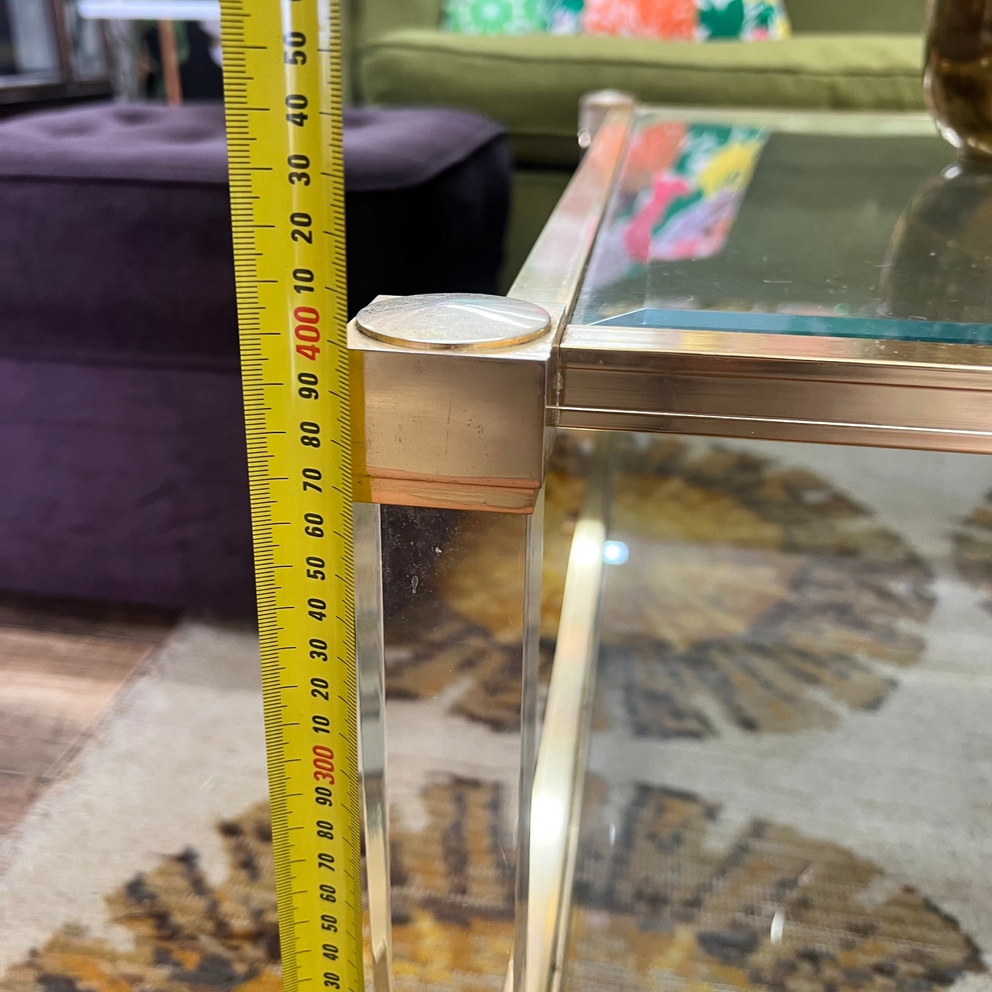 Pierre Vandel Paris Lucite & Brass Two-Tier Coffee Table