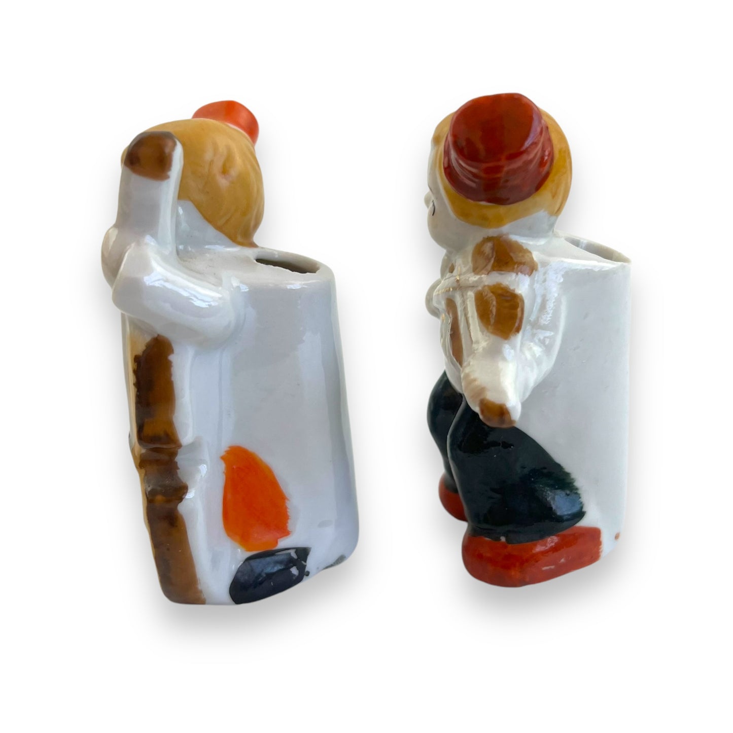 Musician Figurines Toothpick Holders - Violin & Bass Player Set - Made in Japan