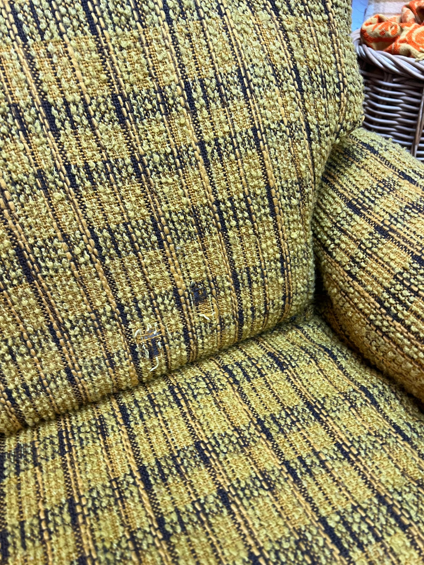 1970s Mustard Yellow Textured Fabric 2-Seater Lounge