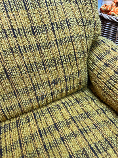 1970s Mustard Yellow Textured Fabric 2-Seater Lounge