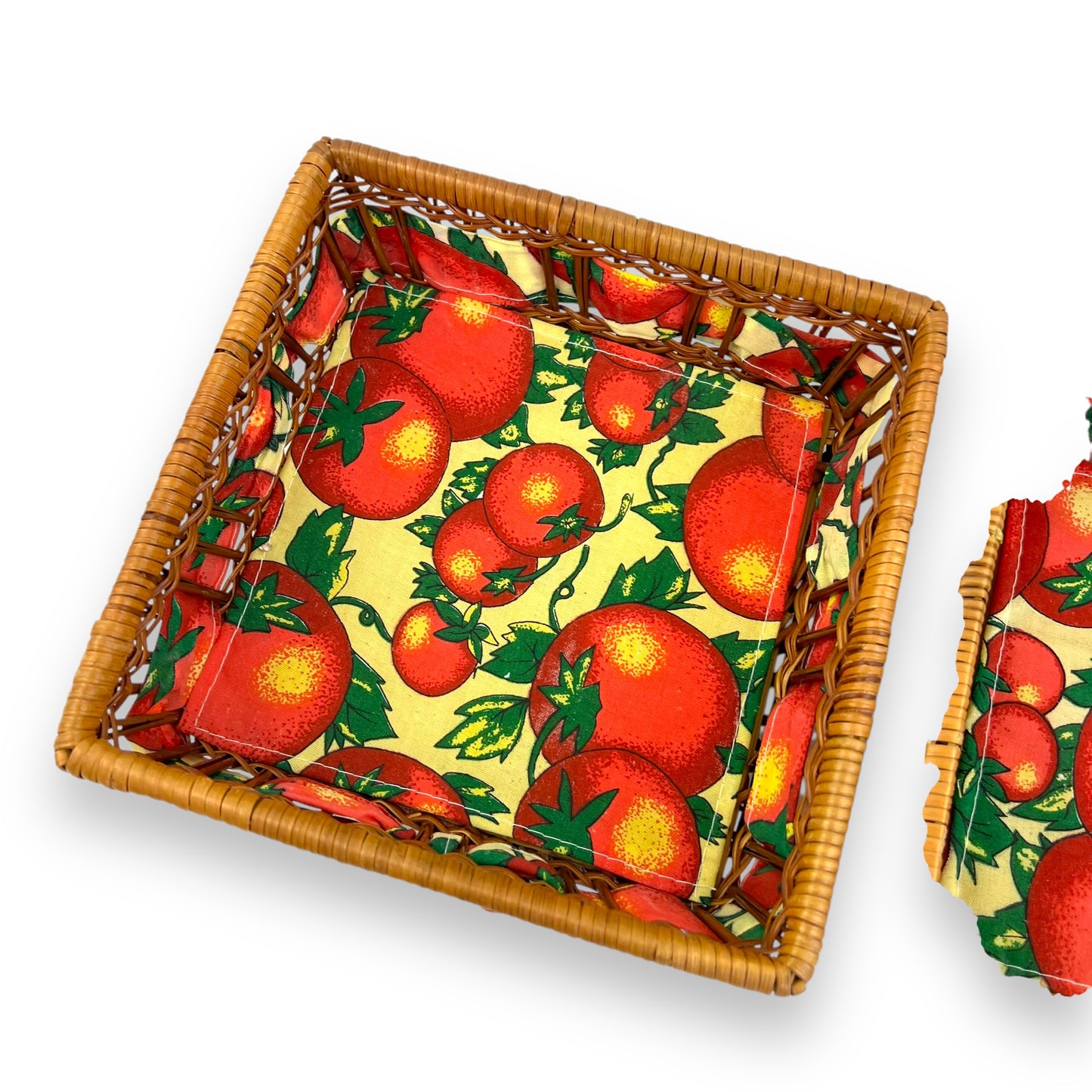 Tomatoes pattern square wicker basket
