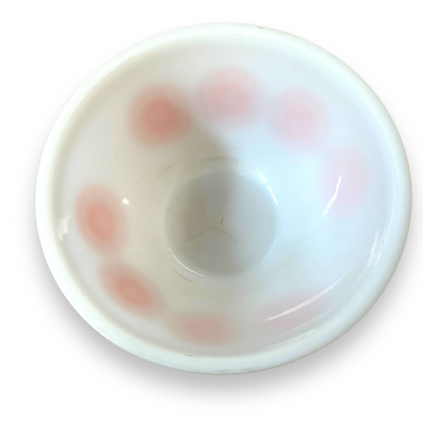 Retro White Glass Mixing Bowl with Orange Floral Pattern