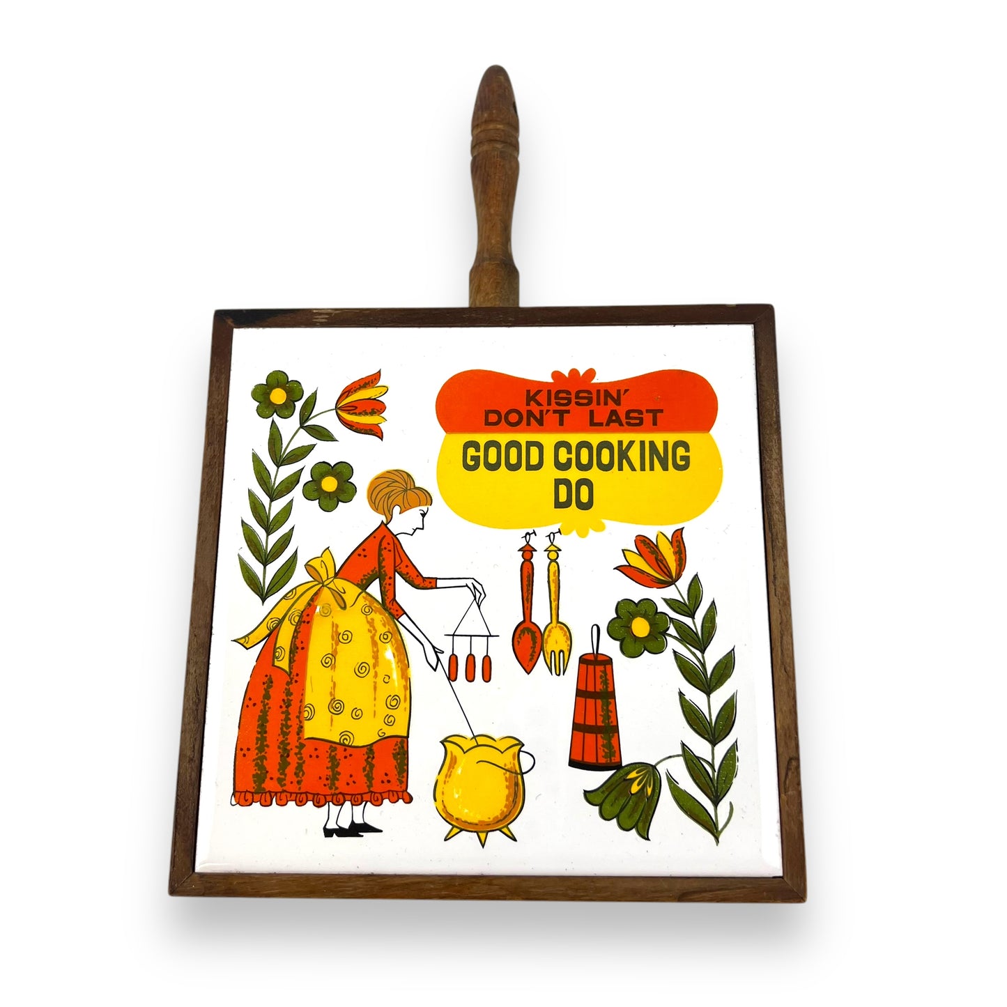 Tile Trivet – “Kissin’ Don’t Last, Good Cooking Do” – Made in Japan