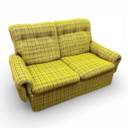1970s Mustard Yellow Textured Fabric 2-Seater Lounge