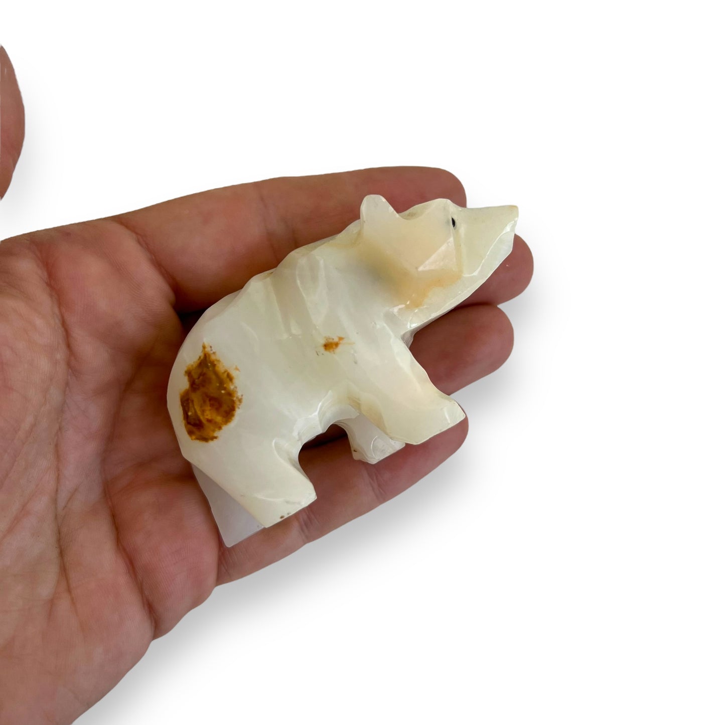 Onyx stone carved bear ornament statue