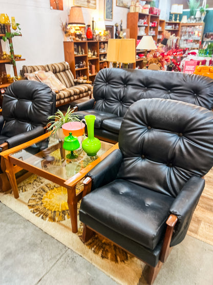 Burgess Mid-Century Glass Top Coffee Table – Solid Timber Frame
