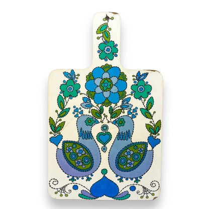 Retro blue bird patterned serving tray board
