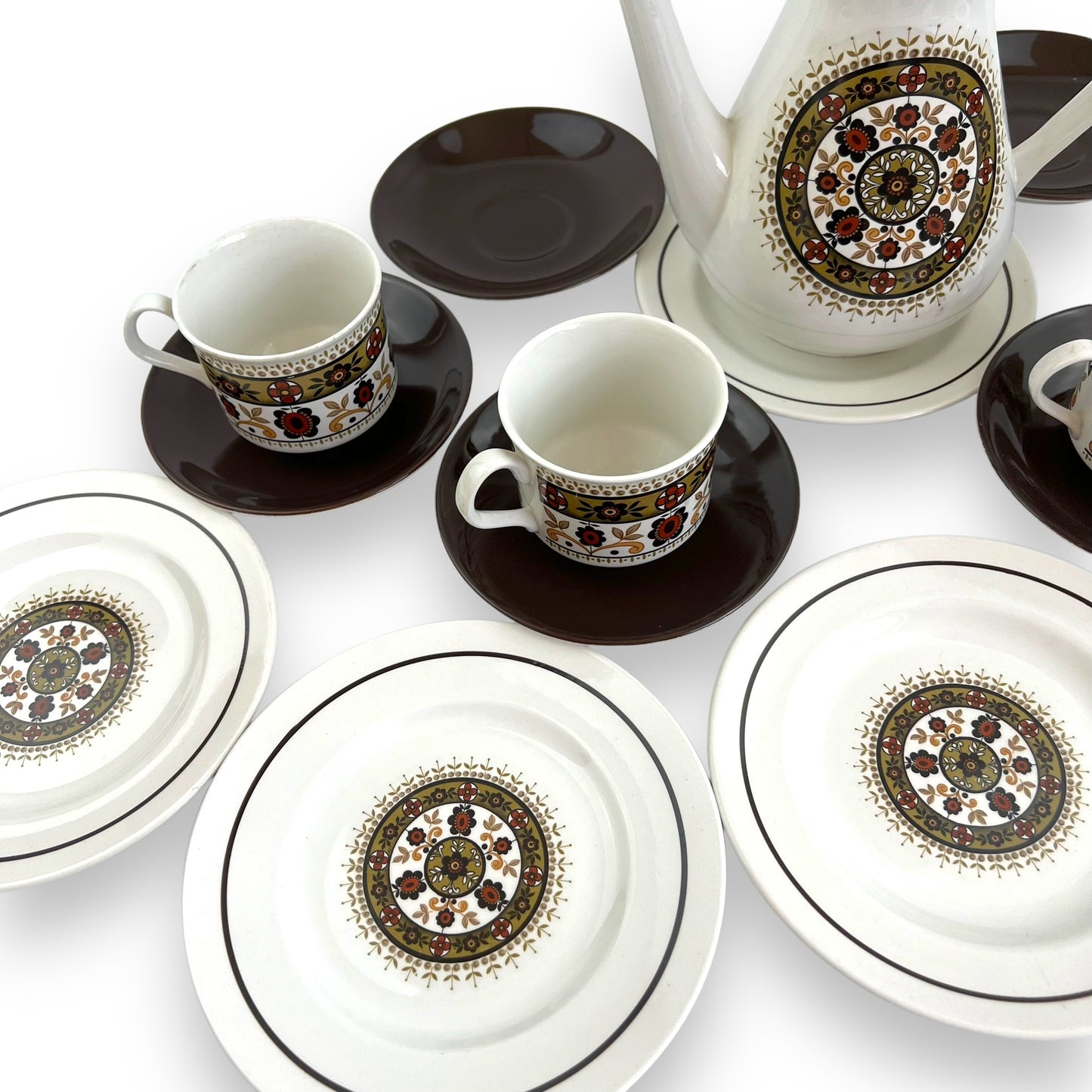 Ridgeway “Navajo” Ironstone England Tea Set (one cup smashed)