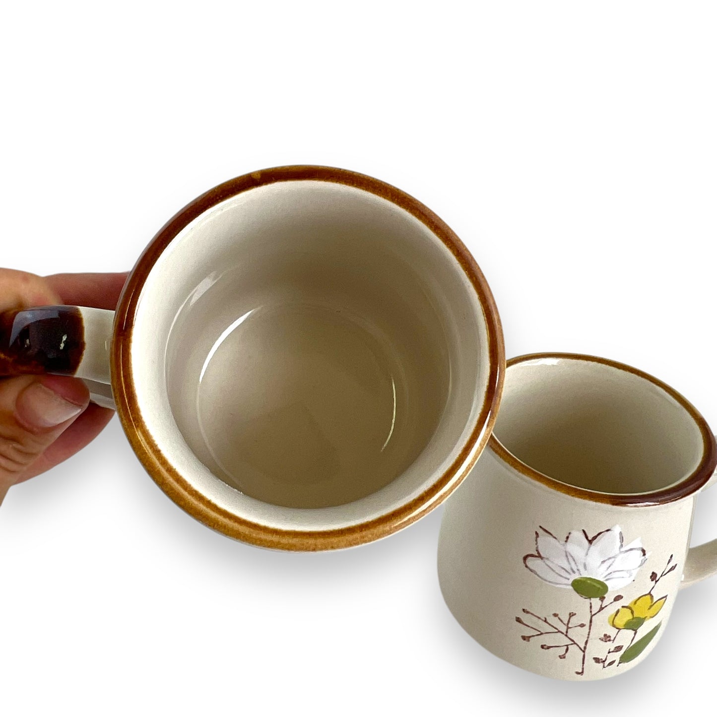 White & Yellow Flower Mug Set of 2