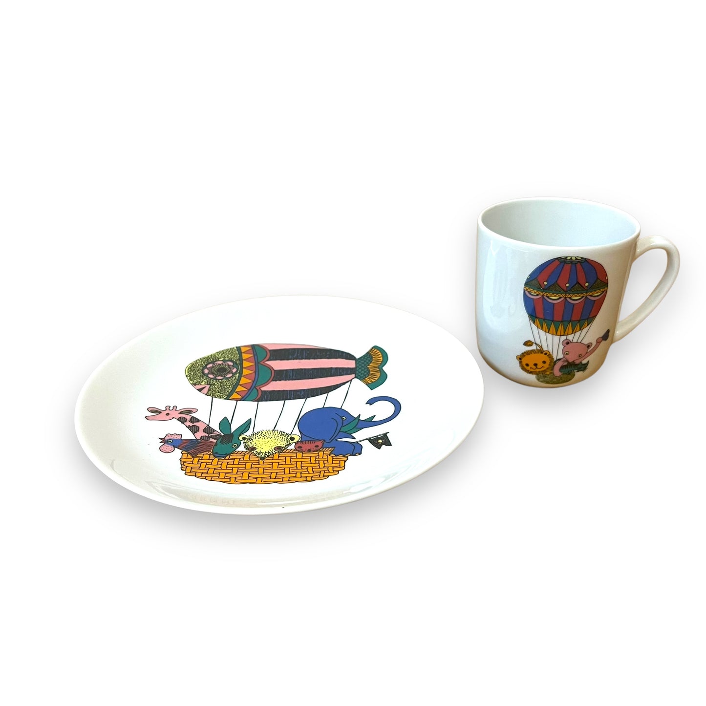 Arzberg Germany Plate and Mug Set - Whimsical Hot Air Balloon Design