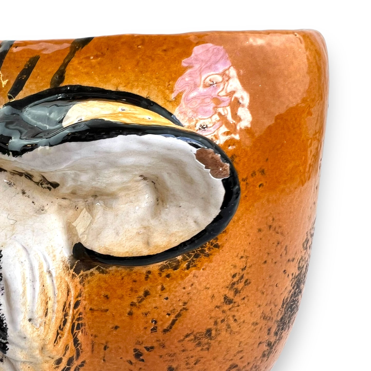 Large Italian Tiger Head Ceramic Planter
