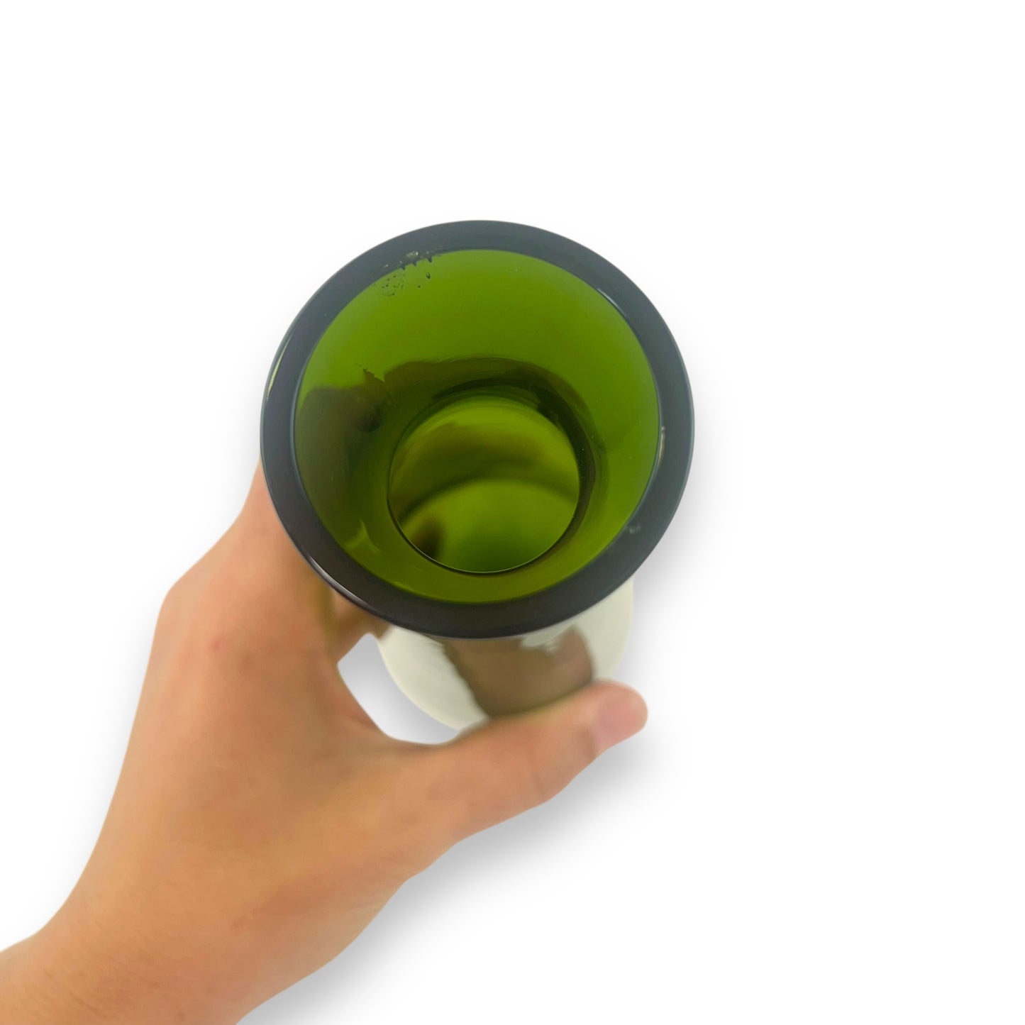 Green Empoli Art Glass Vase with Clear Base