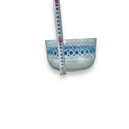 Blue circle patterned clear glass mixing bowl