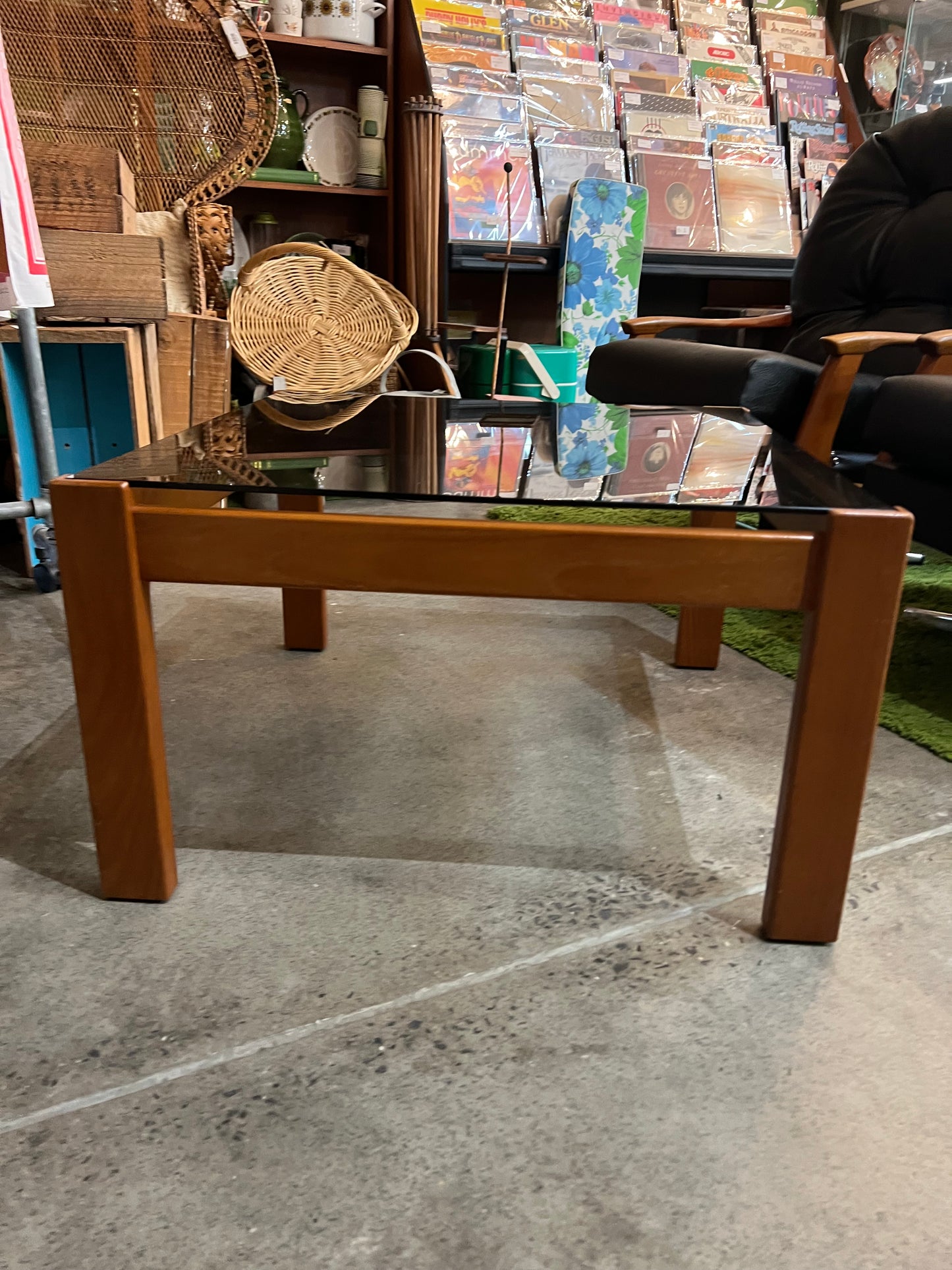 1970s Australian Blackwood & Smoked Glass Coffee Table