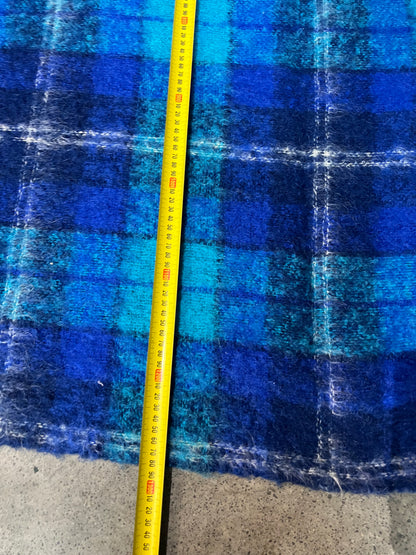 Blue Plaid Wool & Mohair Blanket