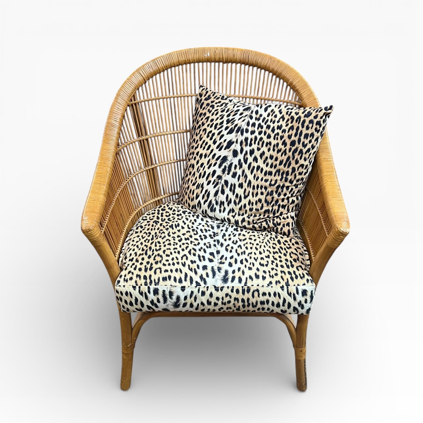 Cane Chair Leopard Cushions