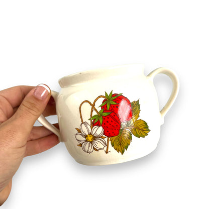 Strawberry storage jar with lid and two handles