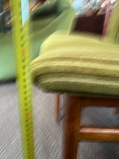 Set of 6 Vintage Burgess Dining Chairs | Mid Century Timber & Green Velvet