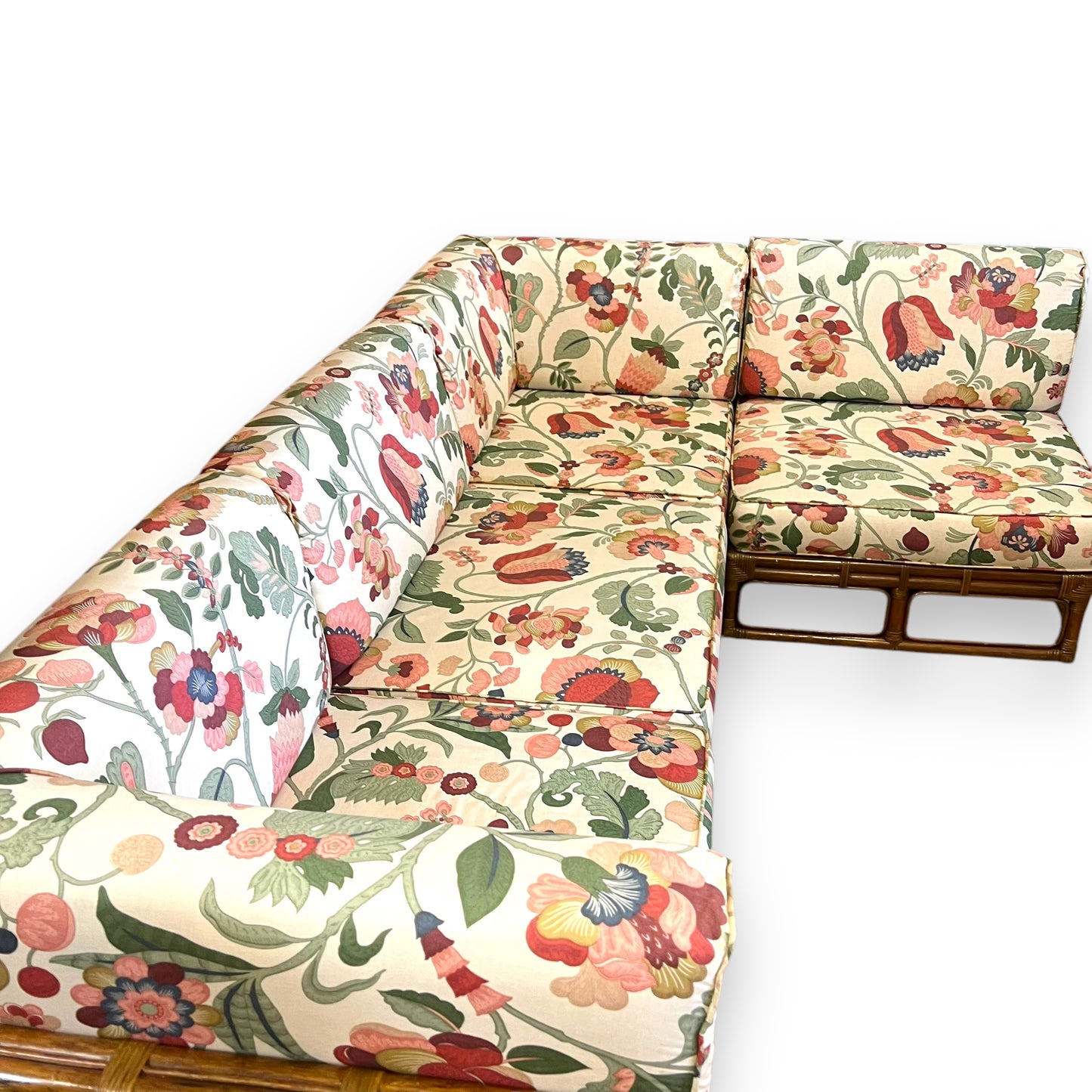 Cane 4 Piece Modular Lounge Floral Cushions