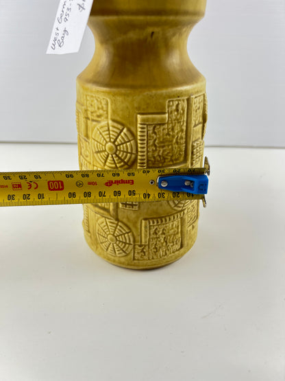 Bay West Germany Pottery Vase – Mustard Yellow Geometric 953-20