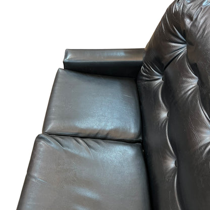Mid-Century Black Vinyl Lounge – Retro 3-Seater Sofa