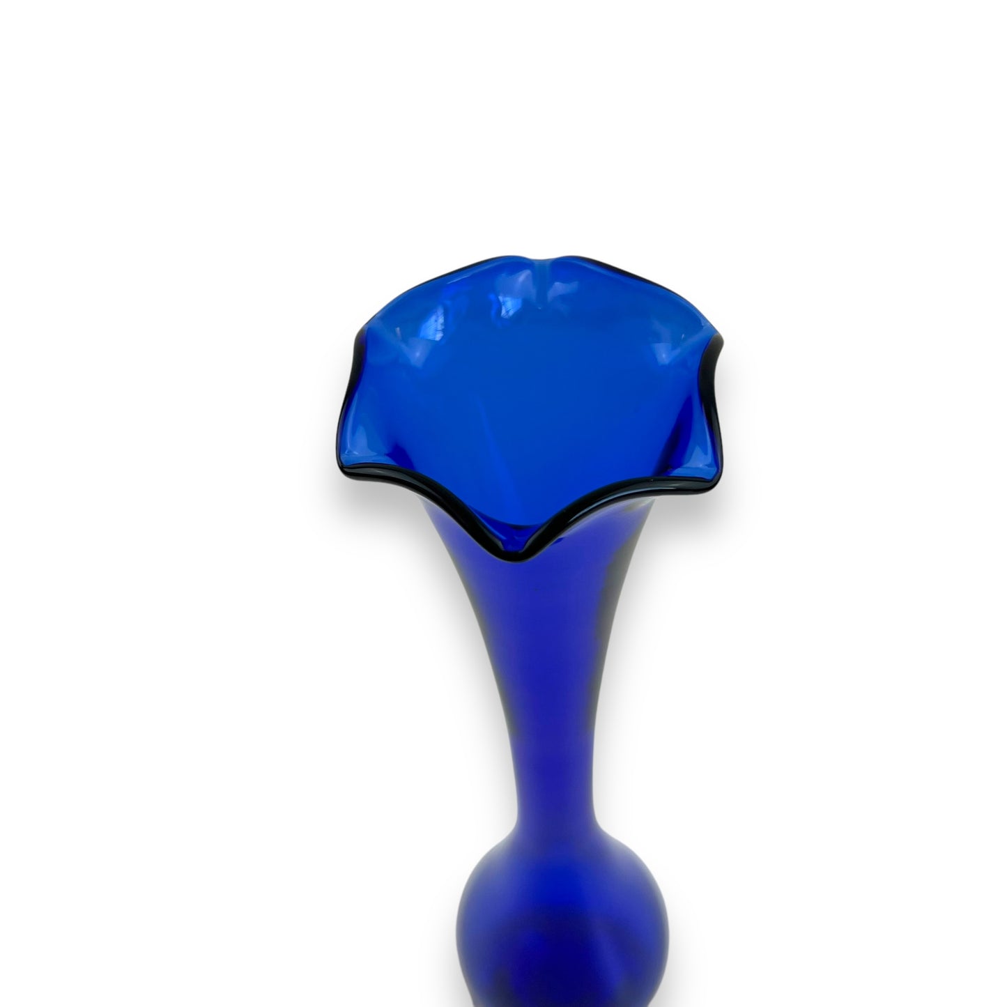 Cobalt Blue Art Glass Vase with Clear Base