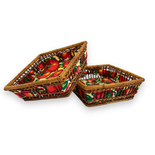 Tomatoes pattern square wicker basket