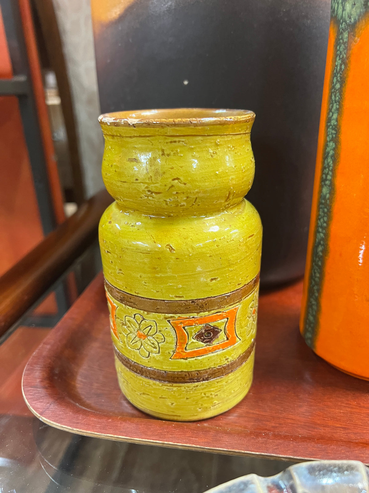 Bitossi Italian Ceramic Vase – Yellow, Orange & Brown