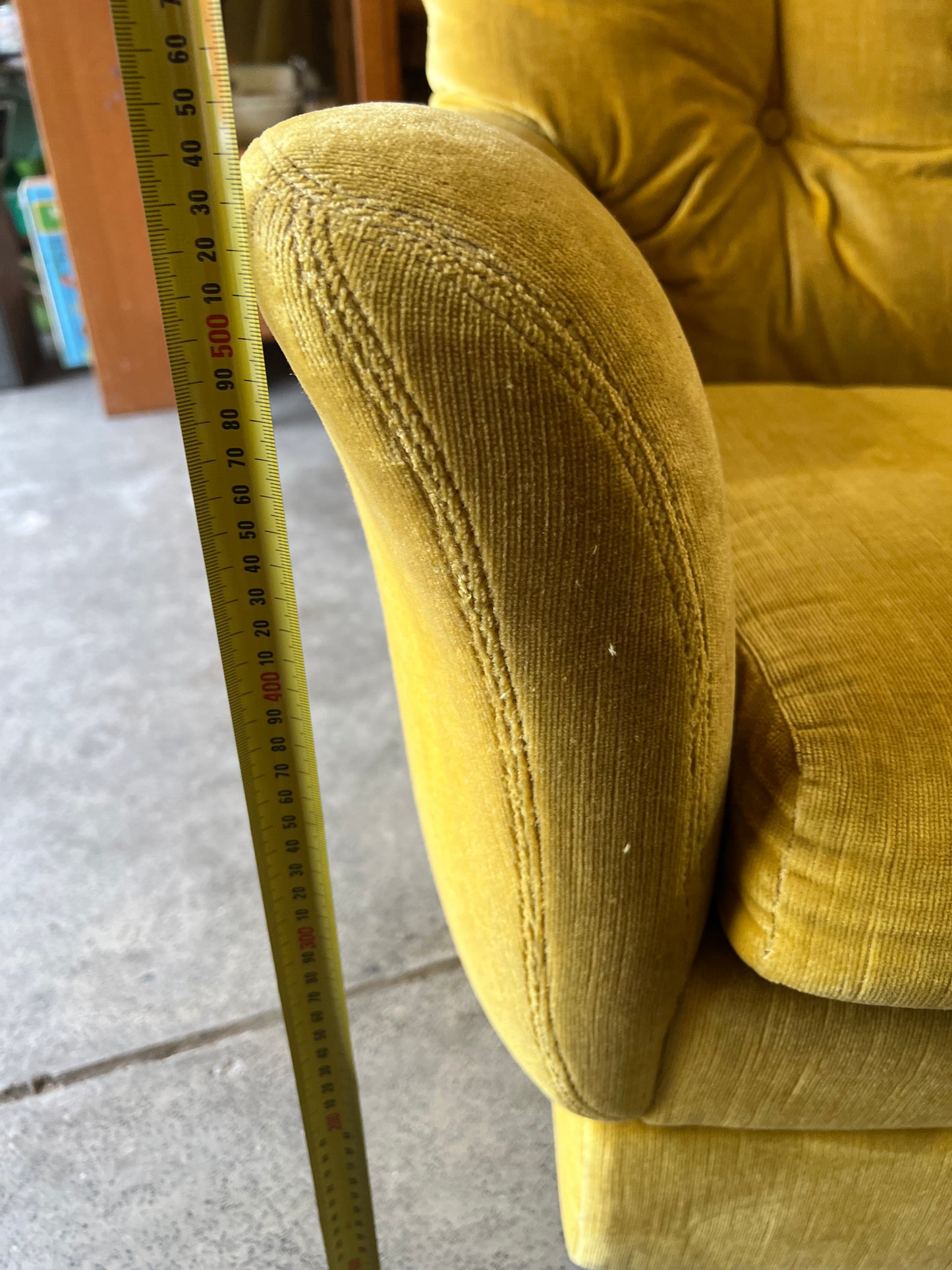 Fler Yellow Velvet Single Lounge Chair (Hole on side)