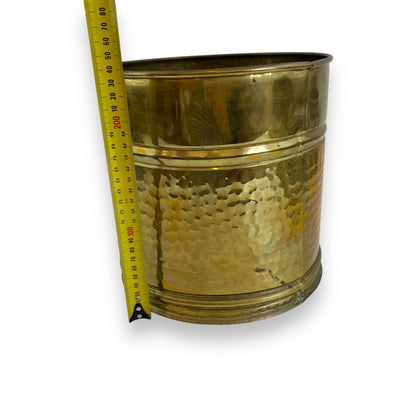 Hammered brass plant pot