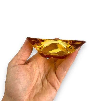 Yellow glass square ashtray