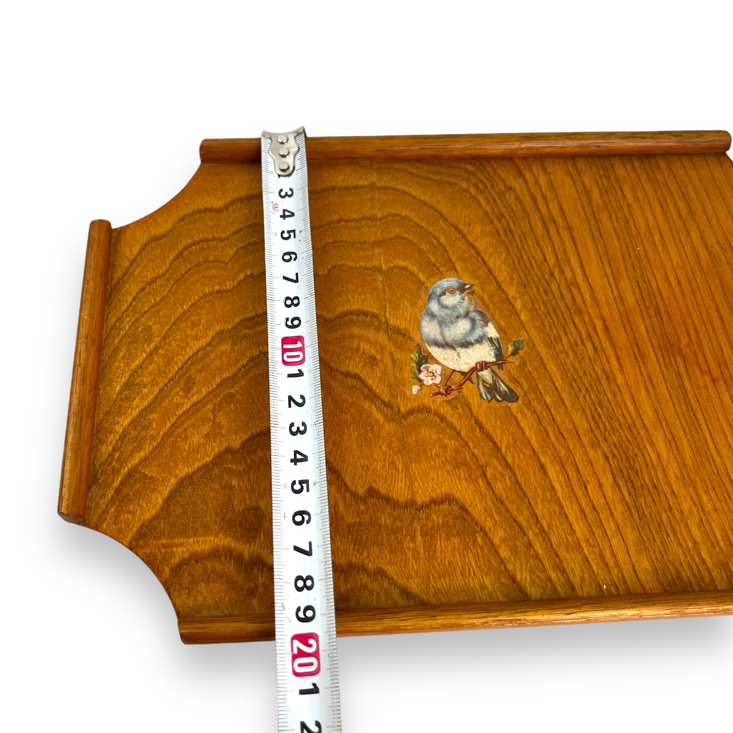 Wooden Small Tray with Bird in Center