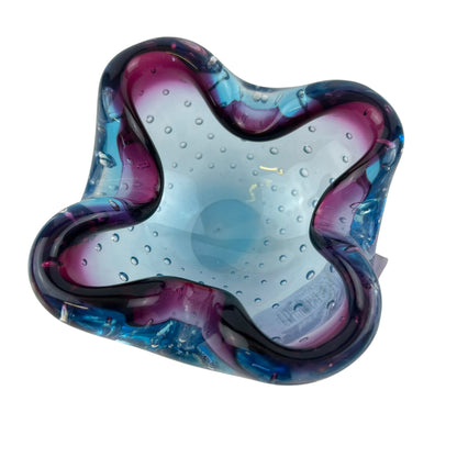 Blue & Purple Art Glass Dish