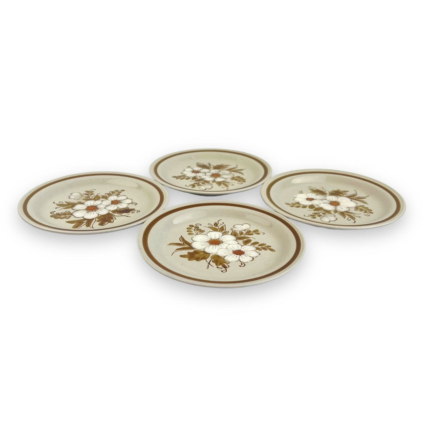 Mountain Wood Collection “Dried Flowers” Stoneware Plates – Set of 4