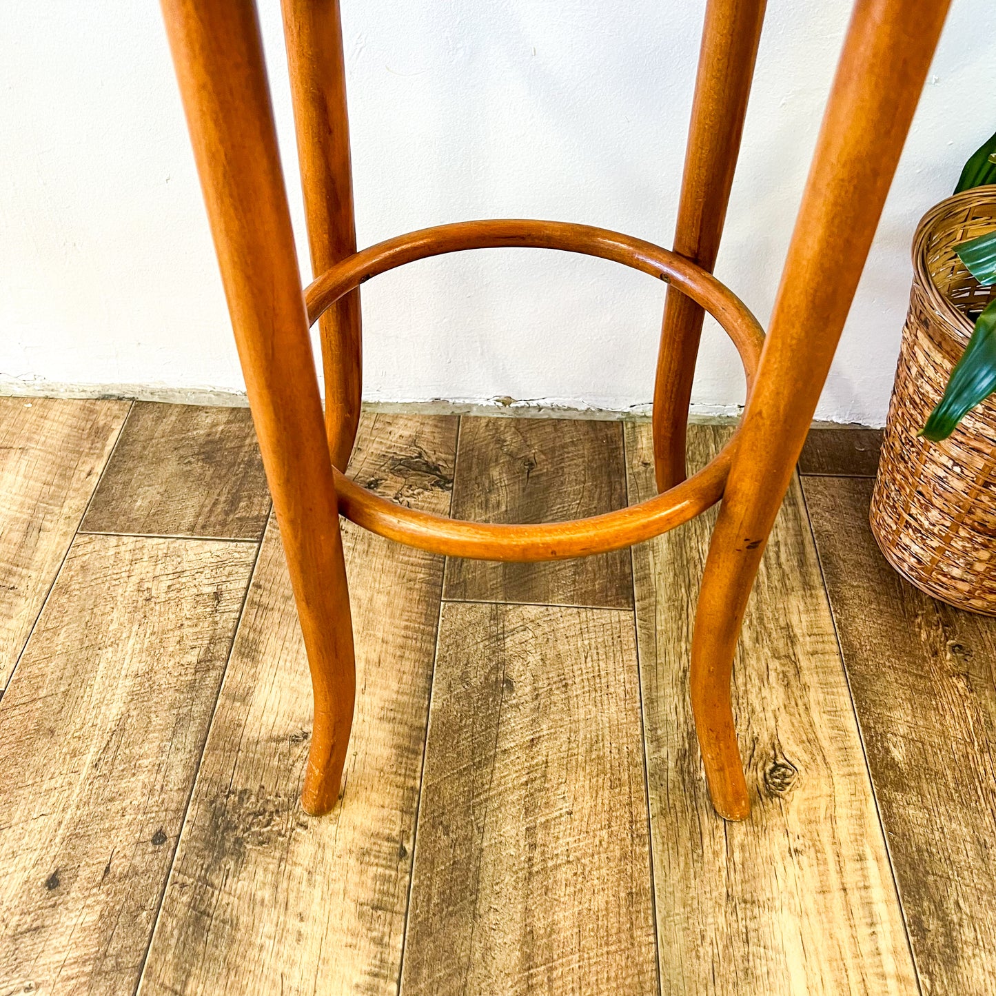Bentwood Thonet style brown timber stool