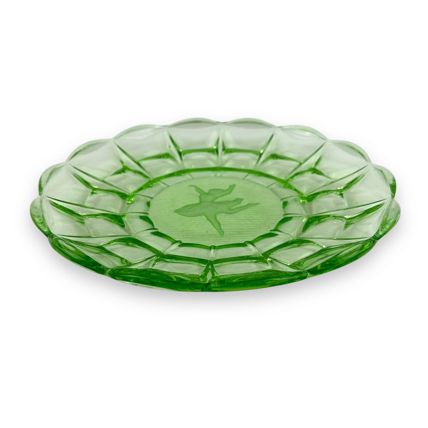 Green glass ballerina plate