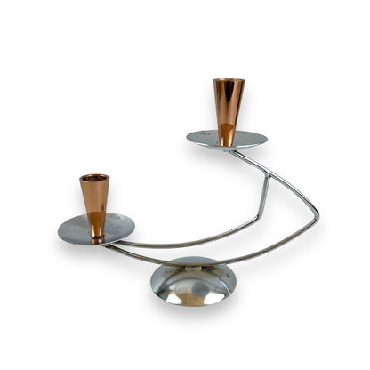 MCM Chrome & Copper Candle Holder
