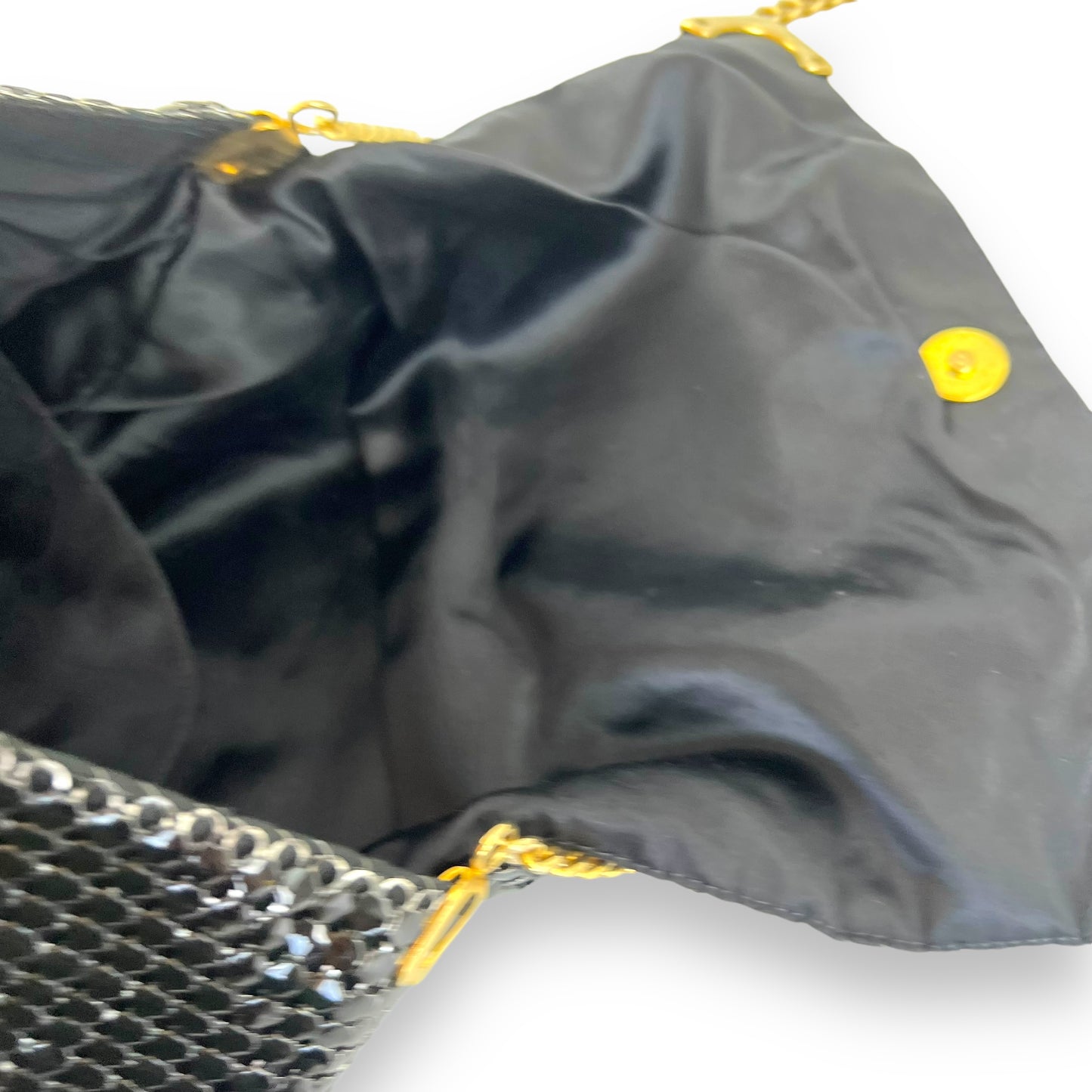 Vintage black mesh purse with gold chain strap