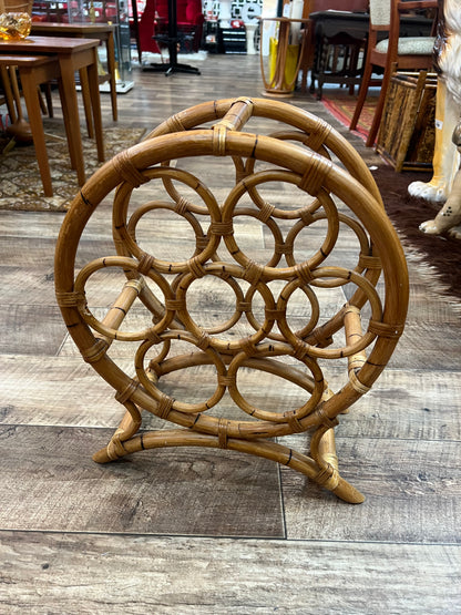 Cane Wine Rack / Rattan Bottle Holder – Holds 7 Bottles