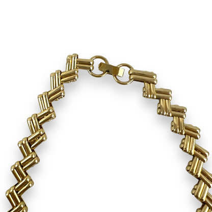 Vintage Avon Gold Tone Bar Zig Zag Chain Necklace