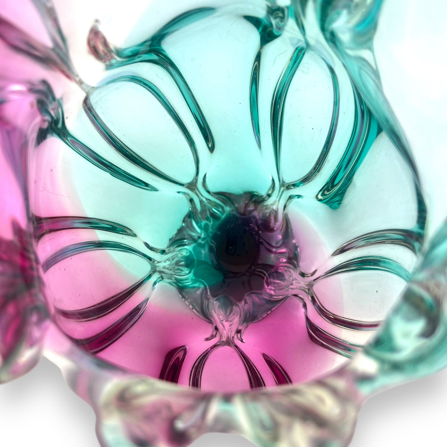 Pink & Blue Art Glass Large Vase