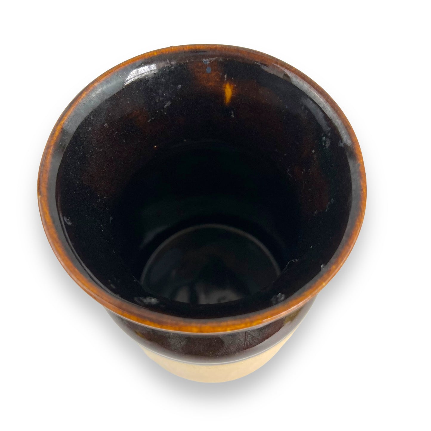 Brown and Caramel Pottery Vase / Utensil Holder