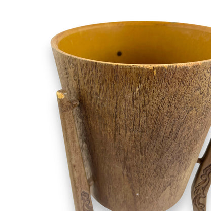 Mid Century Marquis Tripod Faux Teak Planter