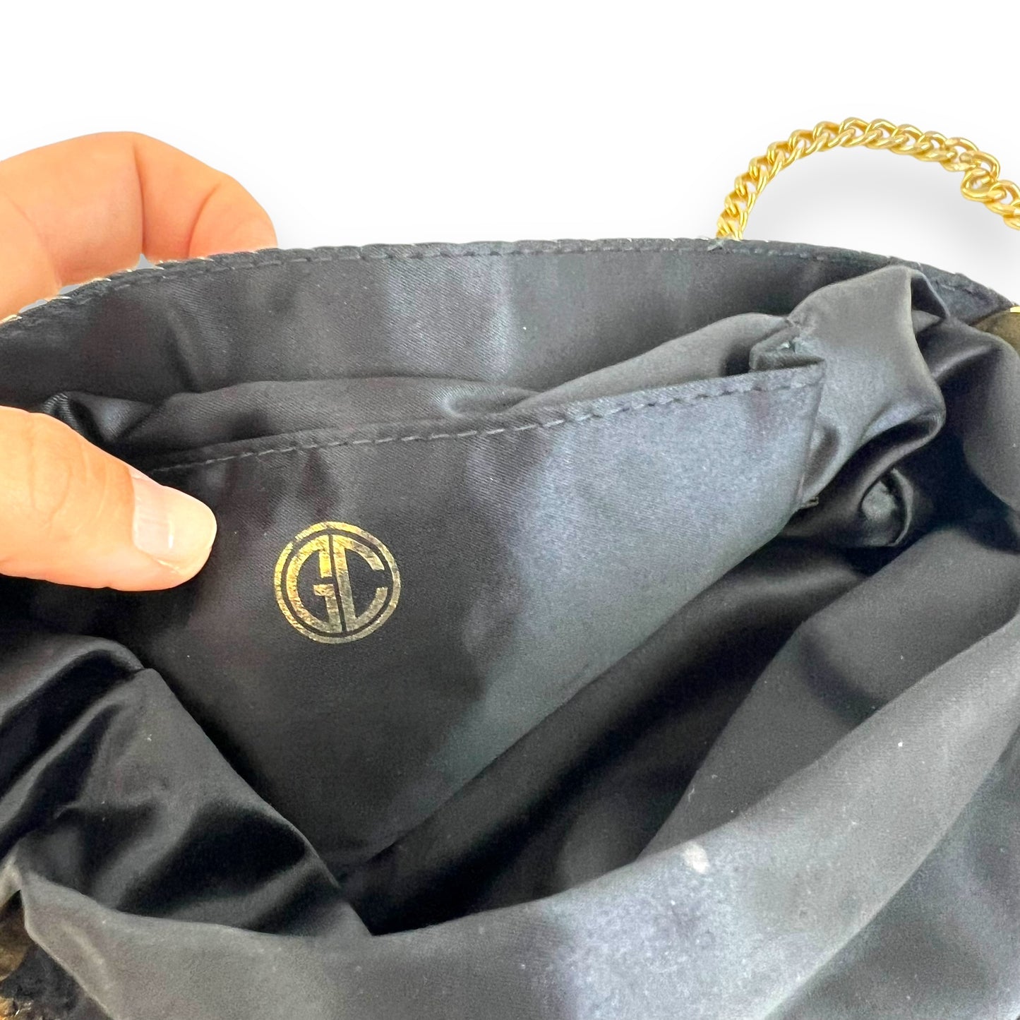Vintage black mesh purse with gold chain strap