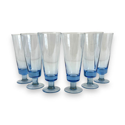 Blue cocktail flute glass set of 6