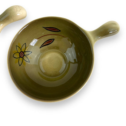 Terra Ceramics Ramekin Set of 2 with flower Handpainted design