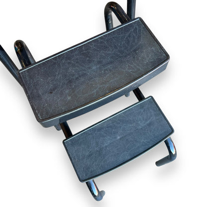 Folding Kitchen Step Stool with Orange Vinyl Seat