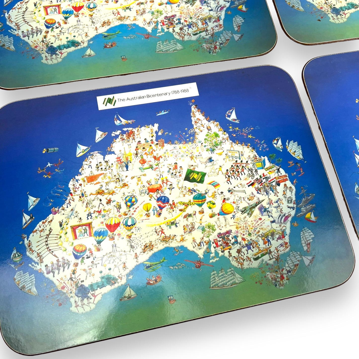 The Australian Bicentenary 1788-1988 Placemat Australian Map Set of 6